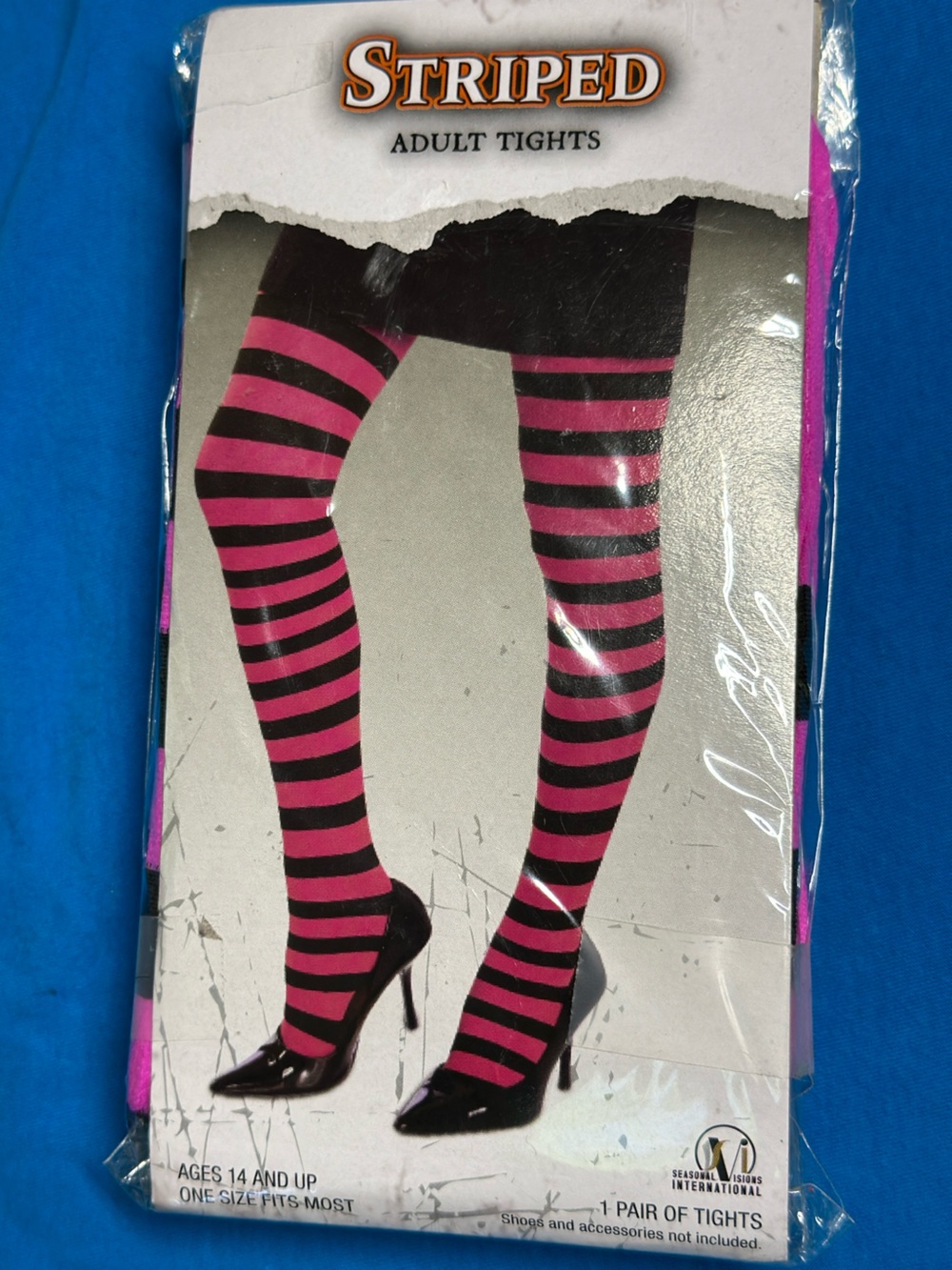 NEW Striped Pink and Black Adult Tights cosplay Halloween fun